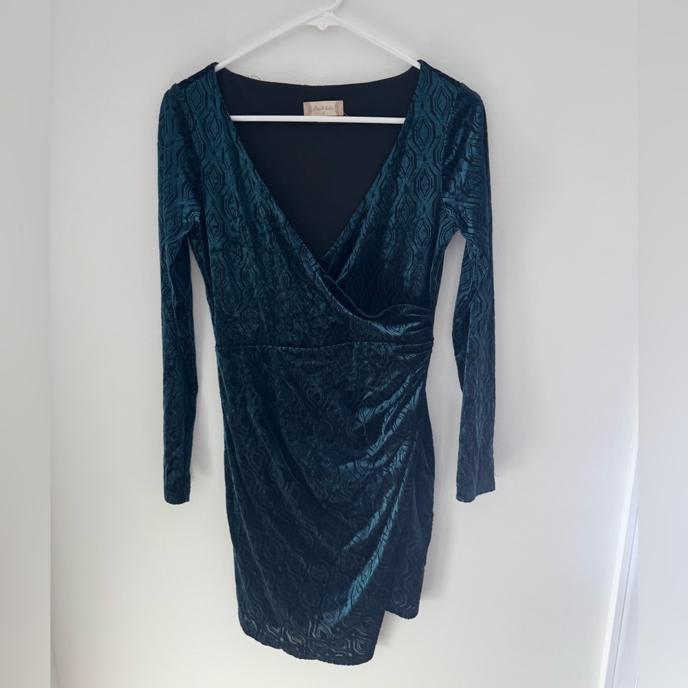 Altar'd State Deep Teal Long Sleeve Dress